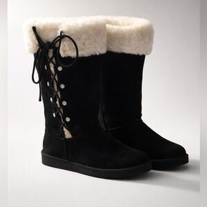 UGG Black and Cream Winter Boots